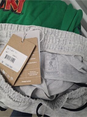 On Running Kids Light Gray Sweatpants with Black Drawstring